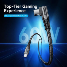 USB-C–USB-C jungties laidas, 1 m, pilkas, TRAHF VENTIONE