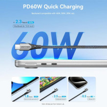 USB-C–USB-C jungties laidas, 1 m, pilkas, TRAHF VENTIONE