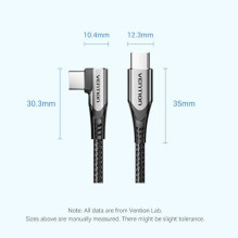 USB-C–USB-C jungties laidas, 1 m, pilkas, TRAHF VENTIONE