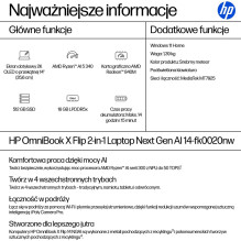 HP OmniBook X Flip Next Gen AI 14-fk0020nw Copilot+ PC 2-in-1 14", AMD Ryzen AI 5 340, 2K touchscreen, 16 GB LPDDR5