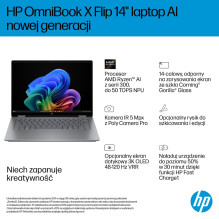 HP OmniBook X Flip Next Gen AI 14-fk0020nw Copilot+ PC 2-in-1 14", AMD Ryzen AI 5 340, 2K touchscreen, 16 GB LPDDR5