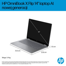 HP OmniBook X Flip Next Gen AI 14-fk0020nw Copilot+ PC 2-in-1 14", AMD Ryzen AI 5 340, 2K touchscreen, 16 GB LPDDR5