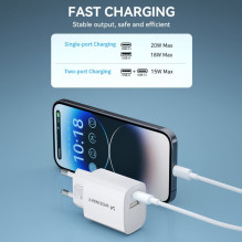 Wozinsky Wozinsky WGWCW USB-A USB-C 20W Wall Charger - White