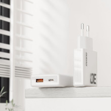 Dudao GaN Dudao A30EUT 30W USB-A / USB-C Wall Charger + USB-C - USB-C Cable - White White