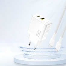 „Dudao Dudao A26T GaN 25W USB-A, USB-C“ įkroviklis – baltas „Dudao Dudao A26T GaN 25W USB-A, USB-C“ įkroviklis – baltas