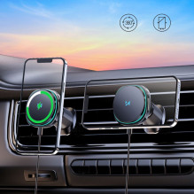 Wozinsky Wozinsky WCT5-Q6S2Y Car Holder with Qi / MagSafe 15W Inductive Charger for Ventilation Grill with Fan - Black