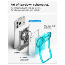 SPIGEN dėklas ULTRA HYBRID, suderinamas su „MagSafe“, skirtas IPHONE 17 Pro / 18 Pro c-one bondi mėlynas SPIGEN dėklas ULTRA HYBRID, suderinamas su „MagSafe“, skirtas IPHONE 17 Pro / 18 Pro c-one bondi mėlynas