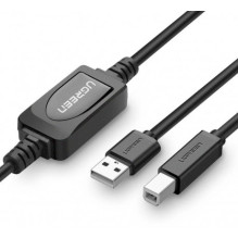 Ugreen US122 aktyvaus spausdintuvo kabelis USB 2.0 AB 10m juodas Ugreen US122 aktyvaus spausdintuvo kabelis USB 2.0 AB 10m juodas