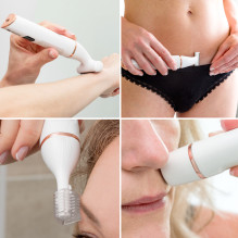 Rio SHTR-EU / 1.3 Go Smooth 4 viename moteriškas skustuvas ir bikinio zonos kirptuvas, baltas