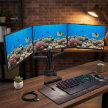 „Maclean MC-811“ monitoriaus laikiklis, skirtas 3 LCD LED monitoriams, USB, 17–27 colių, 3 x 7 kg, VESA „Maclean MC-811“ monitoriaus laikiklis, skirtas 3 LCD LED monitoriams, USB, 17–27 colių, 3 x 7 kg, VESA