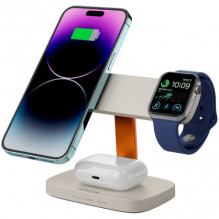 CANYON Wireless Charging Station Hexagon 310 3in1 LightGrey / Orange