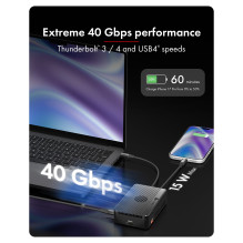 RAID Korpusas, skirtas 2x M.2 NVMe SSD su prijungimo stotimi, 40 Gbps talpa, vaizdo išvestis 8K@30 Hz, programinė įranga RAID Korpusas, skirtas 2x M.2 NVMe SSD su prijungimo stotimi, 40 Gbps talpa, vaizdo išvestis 8K@30 Hz, programinė įranga