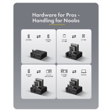 4-bay Docking Station for 2x M.2 NVMe and 2x 2.5" / 3.5" HDD / SSD in Single Mode, Host USB 3.2 Gen 2, 10 Gbps 4-bay Docking Station for 2x M.2 NVMe and 2x 2.5" / 3.5" HDD / SSD in Single Mode, Host USB 3.2 Gen 2, 10 Gbps