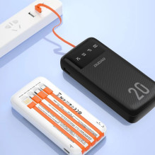 Dudao Dudao large capacity powerbank with 4 built-in cables 20000mAh USB Type C + micro USB + Lightning + USB-A (input) Dudao Dudao large capacity powerbank with 4 built-in cables 20000mAh USB Type C + micro USB + Lightning + USB-A (input)
