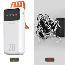 Dudao Dudao large capacity powerbank with 4 built-in cables 20000mAh USB Type C + micro USB + Lightning + USB-A (input) Dudao Dudao large capacity powerbank with 4 built-in cables 20000mAh USB Type C + micro USB + Lightning + USB-A (input)