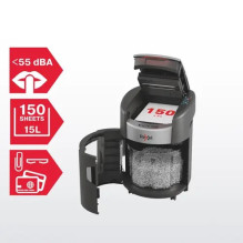 Rexel ShredMax AutoFeed+ 150X paper shredder, P4, 150 sheets, 15-litre waste bin Rexel ShredMax AutoFeed+ 150X paper shredder, P4, 150 sheets, 15-litre waste bin