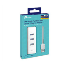 TP-Link 3-Port-USB3.0-Hub &amp; Gigabit-Ethernet-Adapter (weiß)
