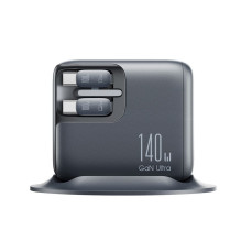 Joyroom Joyroom Podix JR-TRD01 GaN 140W Desktop Charger with 5 Ports and Dual Retractable Cables - Gray