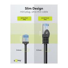 Goobay Ultraflexibles Cat.6a Patchkabel slim, U / FTP (schwarz, 1 metras, extrakurze Stecker) Goobay Ultraflexibles Cat.6a Patchkabel slim, U / FTP (schwarz, 1 metras, extrakurze Stecker)