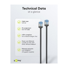 Goobay Ultraflexibles Cat.6a Patchkabel slim, U / FTP (schwarz, 1 metras, extrakurze Stecker) Goobay Ultraflexibles Cat.6a Patchkabel slim, U / FTP (schwarz, 1 metras, extrakurze Stecker)