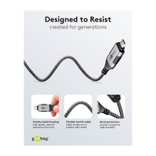 Goobay Ethernet-Adapterkabel USB-C 3.2 Gen2 RJ-45 (schwarz / grau, 3 metrai) Goobay Ethernet-Adapterkabel USB-C 3.2 Gen2 RJ-45 (schwarz / grau, 3 metrai)