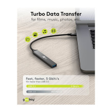 Goobay Plonas 4-Port USB šakotuvas, USB-C™ arba USB-C™ / USB-A, 5 Gbit/s Goobay Plonas 4-Port USB šakotuvas, USB-C™ arba USB-C™ / USB-A, 5 Gbit/s