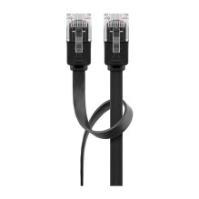 Goobay Patchkabel RJ45 Stecker RJ45 Stecker CAT.6 U / UTP (schwarz, 1 metras, Flachkabel)