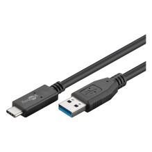 Goobay USB 3.2 Gen 2 Kabel, USB-A Stecker USB-C Stecker (schwarz, 0,5 Meter, Laden mit bis zu 60 Watt)