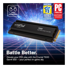 M.2 4TB Crucial T500 (schwarz, PCIe 4.0 x4, NVMe, M.2 2280, su radiatoriumi) M.2 4TB Crucial T500 (schwarz, PCIe 4.0 x4, NVMe, M.2 2280, su radiatoriumi)