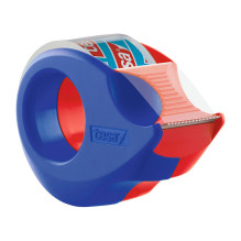 tesa Klebefilmabroller Mini-Abroller rot / blau + GRATIS 2 Rollen tesafilm Kristall-Klar, 10,0m x 15,0mm (LxB)