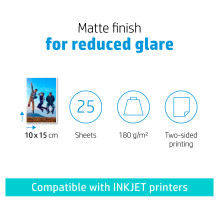HP Matinė nuotrauka Paper-25 sht / 10 x 15 cm 7HF70A 25 Blätter 10x15 cm HP Matinė nuotrauka Paper-25 sht / 10 x 15 cm 7HF70A 25 Blätter 10x15 cm