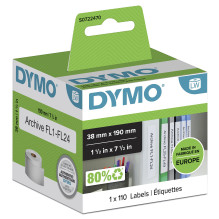 Dymo Siaurų aplankų etiketės 38 x 190 mm baltos 110 vnt. 99018 Dymo Siaurų aplankų etiketės 38 x 190 mm baltos 110 vnt. 99018