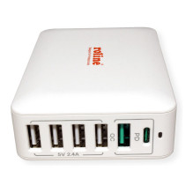 USB įkroviklis 6 Port ( 4x USB-A 1x USB-C 1x USB-A QC3.0 ) maks. 60W