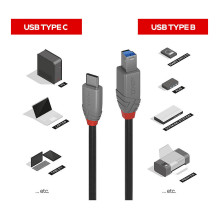 LINDY USB 3.2 Kabel Typ C / B Anthra Line 2m LINDY USB 3.2 Kabel Typ C / B Anthra Line 2m