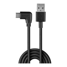 LINDY USB 2.0 A ir C tipo kabelis, 90° kampu 0,5m
