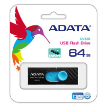 Stick ADATA UV320 64 GB (schwarz / blau, USB-A 3.2 Gen 1) Stick ADATA UV320 64 GB (schwarz / blau, USB-A 3.2 Gen 1)