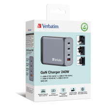 Verbatim GaN-Ladegert 240W, 1x USB-A, 3x USB-C (grau, PD 3.0, QC 3.0 ) Verbatim GaN-Ladegert 240W, 1x USB-A, 3x USB-C (grau, PD 3.0, QC 3.0 )