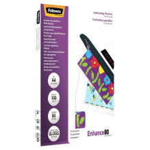 Fellowes Laminierfolie Enhance A4 gestanzt 80Mikron matinis 100 Fellowes Laminierfolie Enhance A4 gestanzt 80Mikron matinis 100