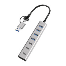 Logilink USB 3.0 Hub, 7-port, 4x USB-A 3x USB-C, aliuminio korpusas Logilink USB 3.0 Hub, 7-port, 4x USB-A 3x USB-C, aliuminio korpusas