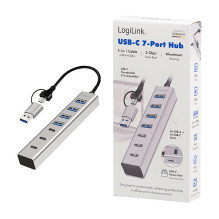 Logilink USB 3.0 Hub, 7-port, 4x USB-A 3x USB-C, aliuminio korpusas Logilink USB 3.0 Hub, 7-port, 4x USB-A 3x USB-C, aliuminio korpusas