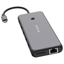 D Verbatim USB-C Pro Multiport-Hub CMH-13, 13 Port (grau, 2x HDMI, DP, RJ-45, 6x Audio, TK 2x USB-C PD ) D Verbatim USB-C Pro Multiport-Hub CMH-13, 13 Port (grau, 2x HDMI, DP, RJ-45, 6x Audio, TK 2x USB-C PD )