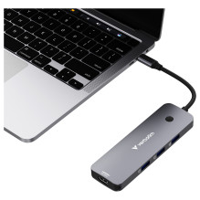 D Verbatim USB-C Pro Multiport-Hub CMH-08, 8 Port (grau, 2x HDMI, 3x USB-A, USB-C PD ),