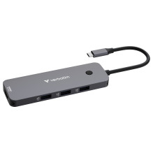 D Verbatim USB-C Pro Multiport-Hub CMH-08, 8 Port (grau, 2x HDMI, 3x USB-A, USB-C PD ),