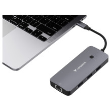 D Verbatim USB-C Pro Multiport-Hub CMH-09, 9 Port (grau, HDMI, RJ-45, 3x USB-A, 2x, USB-C),