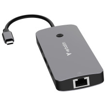 D Verbatim USB-C Pro Multiport-Hub CMH-09, 9 Port (grau, HDMI, RJ-45, 3x USB-A, 2x, USB-C),