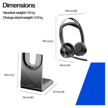 HP Poly „Voyager Focus 2“ USB-C ausinės su įkrovimo stotele + USB-C / -A adapteriu HP Poly „Voyager Focus 2“ USB-C ausinės su įkrovimo stotele + USB-C / -A adapteriu