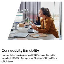 HP Poly „Voyager Focus 2“ USB-C ausinės su įkrovimo stotele + USB-C / -A adapteriu HP Poly „Voyager Focus 2“ USB-C ausinės su įkrovimo stotele + USB-C / -A adapteriu