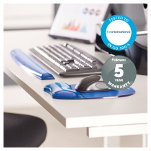 Fellowes Tastatur-Handgelenkauflage Crystal Gel blau