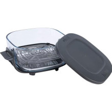 Ninja CRISPi 4-in-1 tragbare Glas-Heißluftfritteuse "Salbei" (Graygrün / transparent, 1.700 Watt, 2 Körbe 1,4 