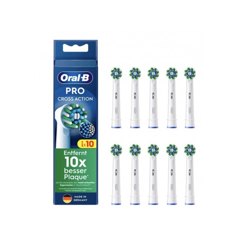„Oral-B CrossAction“ keičiamos dantų šepetėlio galvutės, 10 vnt. pakuotė *baltos*